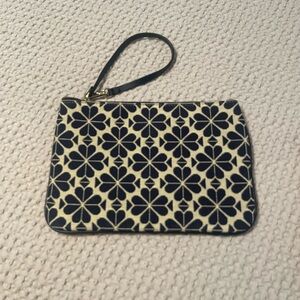 Kate Spade Black and Cream Floral Wristlet